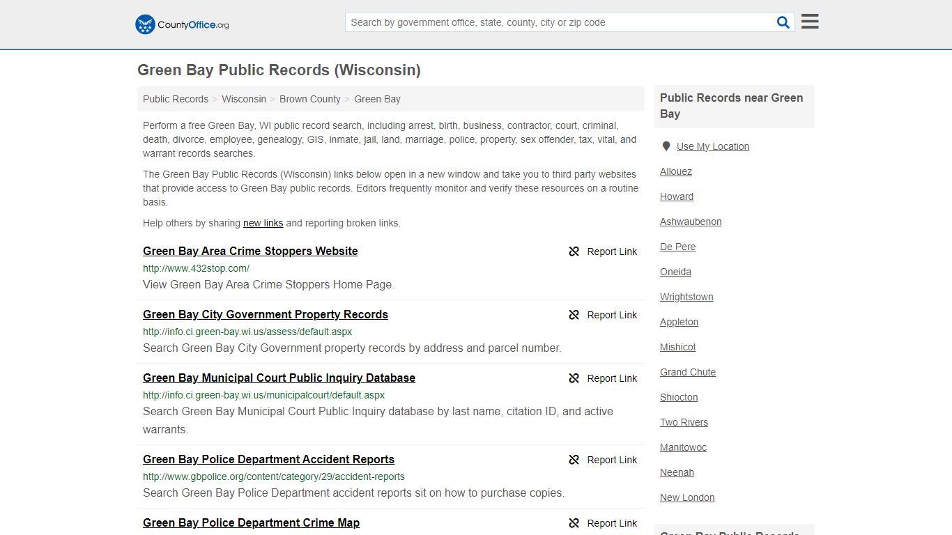 Public Records - Green Bay, WI (Business, Criminal, GIS, Property ...