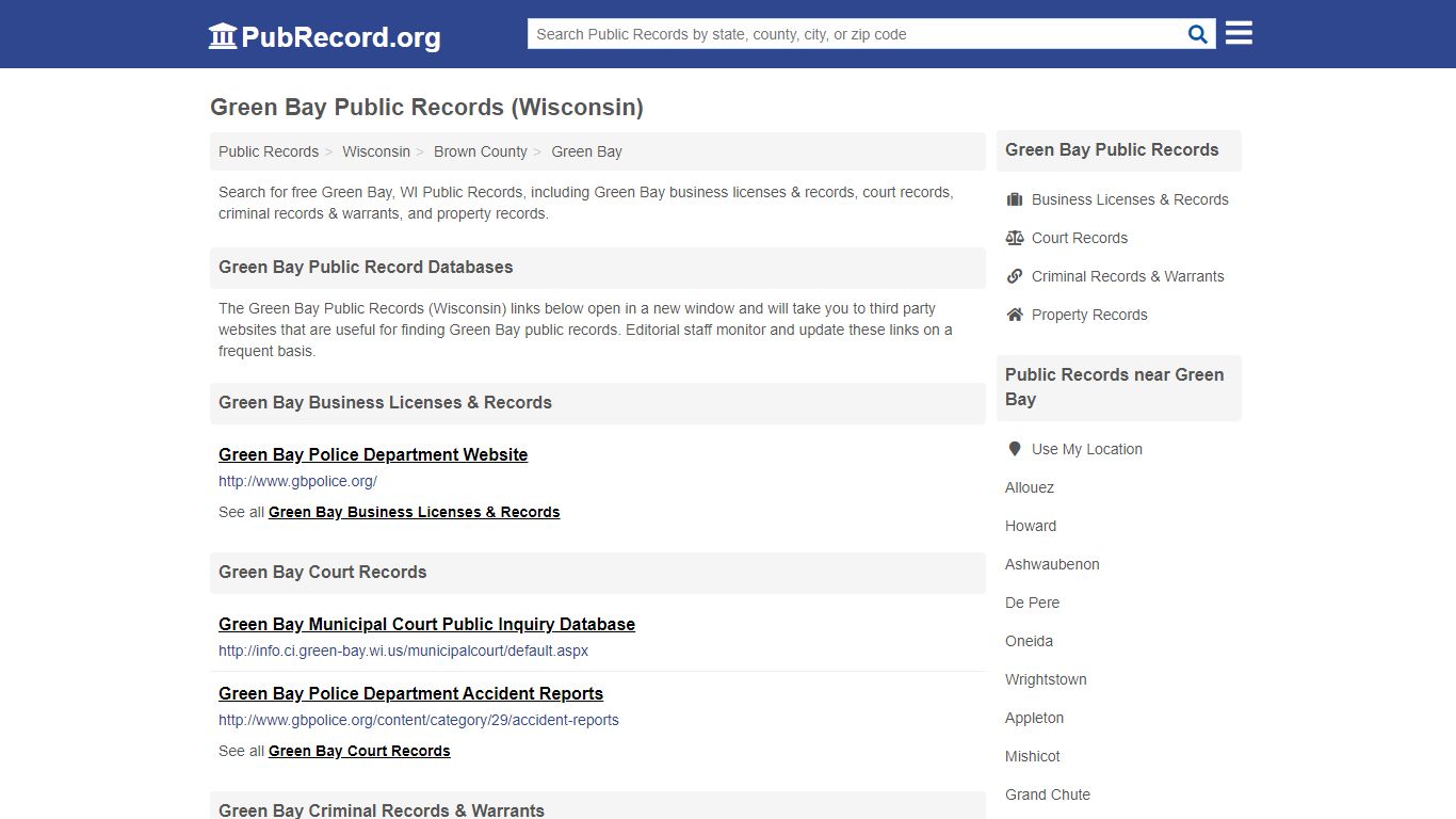 Free Green Bay Public Records (Wisconsin Public Records)